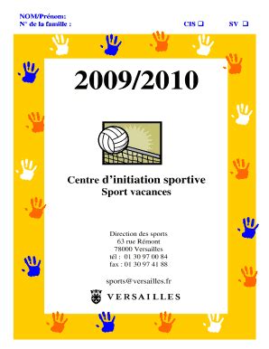 Fillable Online Versailles Centre D Initiation Sportive Ville De