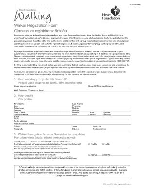 Fillable Online Walking Heartfoundation Org Walk Organiser Registration