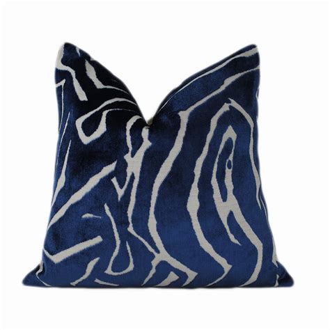 Blue Abstract Velvet Throw Pillow Cover Blue Velvet Decorative Throw Pillow Cover 20x20, 22x22 ...