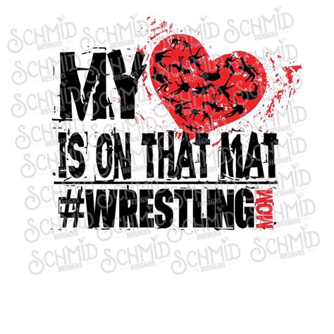 Wrestling Mom My Heart Is On That Mat Design Wrestling Mom Png