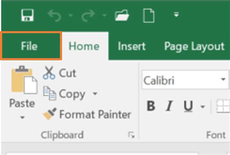 In An Open Excel Workbook Click On The File Tab