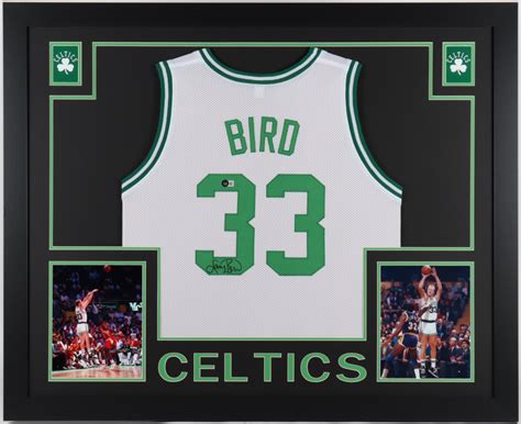 Larry Bird Signed Custom Framed Jersey Display Beckett Pristine Auction