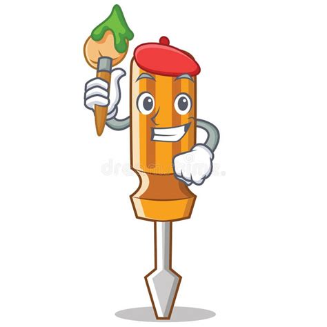 Artist Screwdriver Character Cartoon Style Stock Vector - Illustration ...