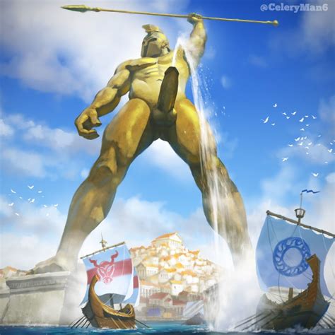 Rule 34 1boy Abs Biceps Celery Man6 Colossus Of Rhodes Giant Greek Mythology Huge Cock Male