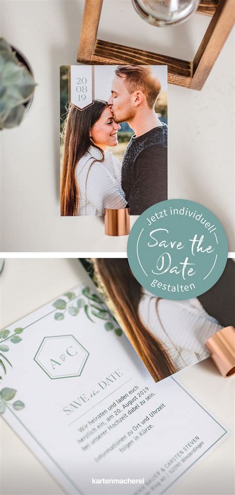 Euer Lieblingsfoto Als Save The Date Karte Im Design Eucalyptus