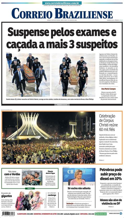 Capa Correio Braziliense Edi O Sexta De Junho De