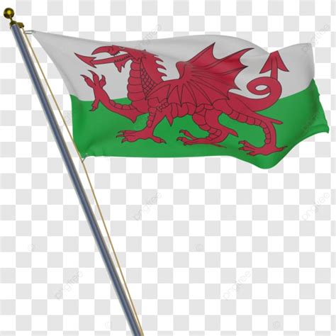 Wales Flag Waving With Post Wales Flag Waving With Pole Transparent