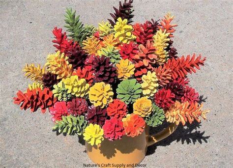 Fall Pine Cone Flowers One Dozen Original On Inch Stems Etsy