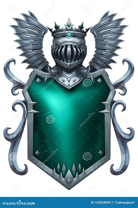 Beautiful Heraldic Shield With Helm Crest Illustration Stock