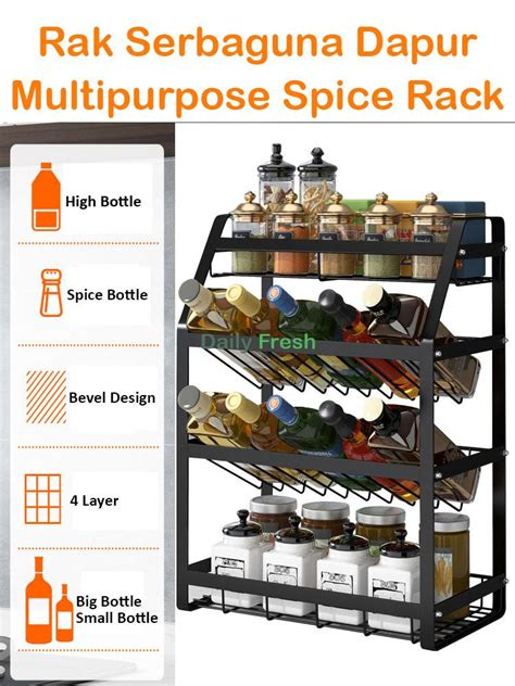 Ready Stock Rak Dapur Spice Rack Rak Kicap Rak Botol Stainless Steel