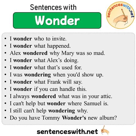 Sentences with Wonder, 12 Sentences about Wonder in English ...