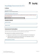 BSBFIA401 AE Kn2of3 Docx Knowledge Assessment 2 Of 3 Criteria Unit