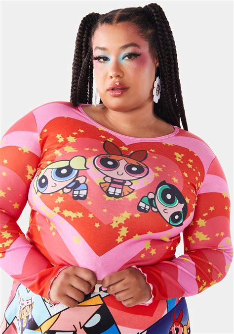 Plus Size Dolls Kill X The Powerpuff Girls Heart Star Print Graphic