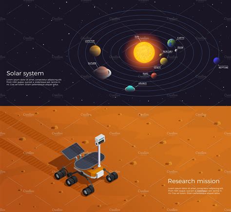 Mars colonization isometric banners | Pre-Designed Photoshop Graphics ...