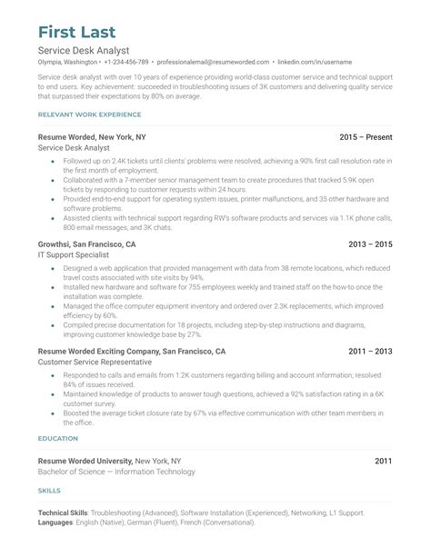 3 Service Desk Resume Examples for 2024 | Resume Worded