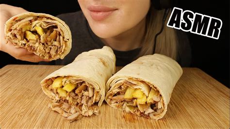 ASMR CHICKEN SHAWARMA XL W FRIES SANDWICH WRAP MUKBANG EATING SOUNDS