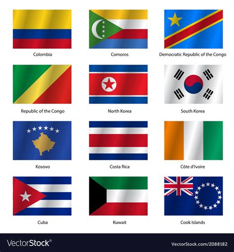 Set Flags Of World Sovereign States Royalty Free Vector