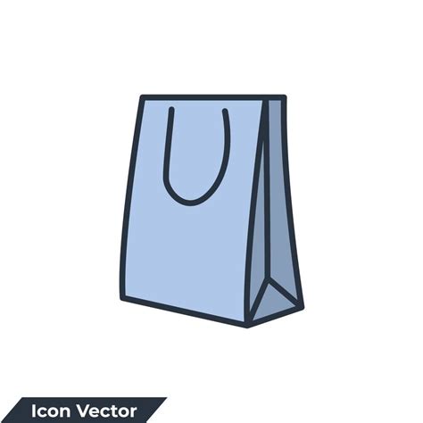 Shopping Bag Icon Logo Vector Illustration Paper Market Bag Symbol