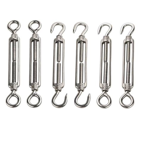 Vigtayue 6PCS M6 Hook & Eye Turnbuckle for Cable Wire, 304 Stainless Steel Turnbuckle Heavy Duty ...