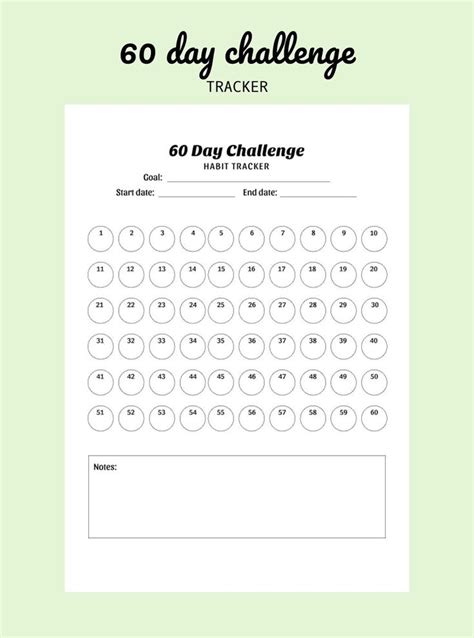 60 Day Challenge Tracker Template Printable Digital Download Ipad Etsy Cuadernos 21 Días