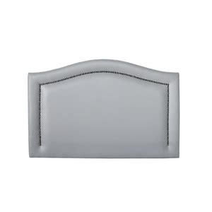 Cabeceira Solteiro Curva Luxo 90x60 Courino Cinza Tachas Fumê Leroy