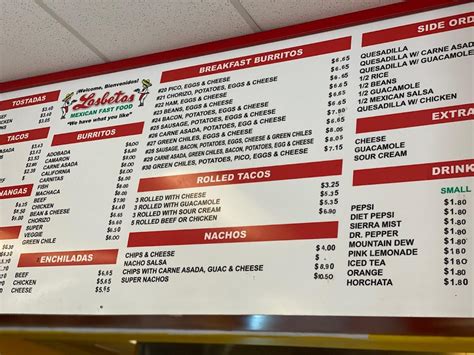 Menu At Los Betos Mexican Food Restaurant Village Of Oak Creek