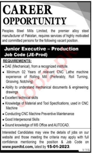 Peoples Steel Mills Limited Jobs 2023 2024 Job Advertisement Pakistan