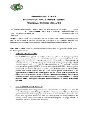 Fillable Online Interconnection And Parallel Operation Agreement Fax