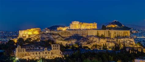 Acropolis Night View from Lycabettus Hill, Athens Stock Photo - Image of exposure, downtown ...