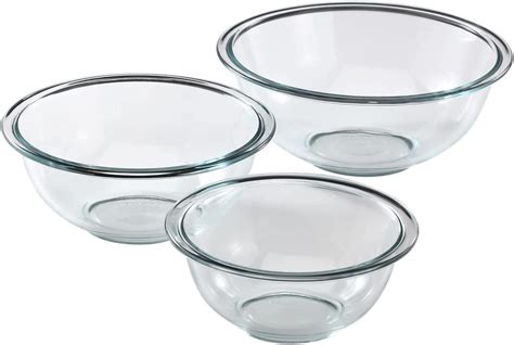 Pyrex Prepware 3 Piece Glass Mixing Bowl Set Amazonca Home