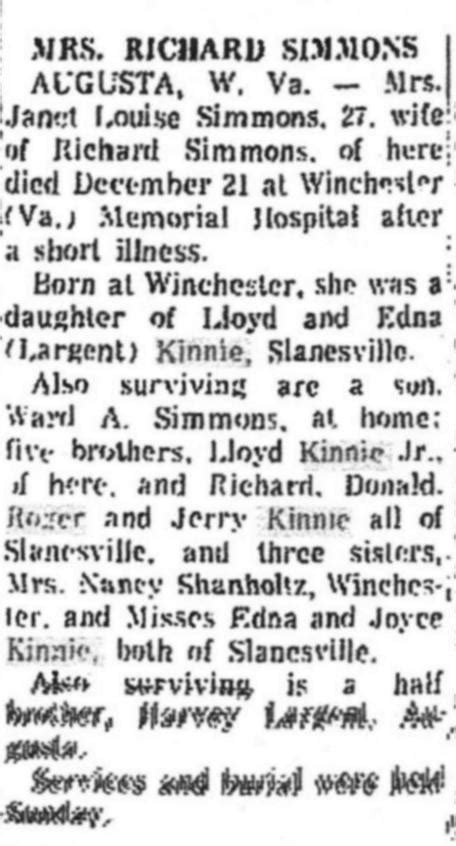 Janet Louise Kinnie Simmons Find A Grave Memorial