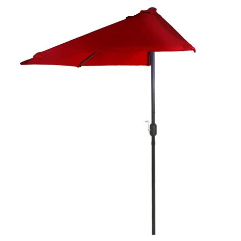 Pure Garden 9 Ft Half Round Patio Umbrella In Red M150054 The Home Depot