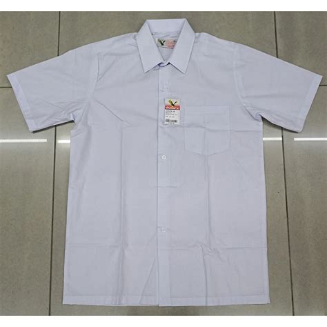 BAJU KEMEJA SEKOLAH PUTIH KAIN JENIS COTTON LENGAN PENDEK JENAMA