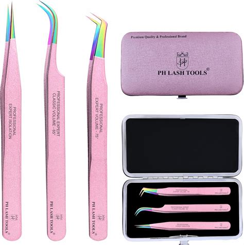 Amazon PHLASH TOOLS Pack Of 3 Eyelash Extension Tweezers Set