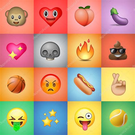 Conjunto De Emoticons Emoji Fundo Colorido Imagem Vetorial De © Ikopylove 107202100