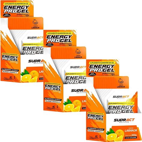 Kit 3X Energy Pro Gel 15 sachês de 30g Laranja Sudract Nutrition