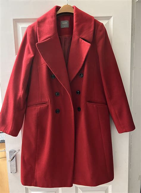 Oasis Red Tailored Double Breasted Coat Size Xl Excel… Gem