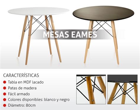 Mesa Eames Redonda 80cm Blanca O Negra Mueble Metinca 44 990 En