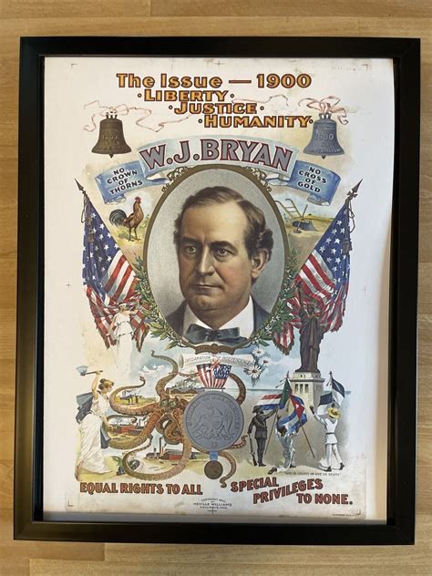 Framed Presidential Campaign Poster William Jennings Bryan Democrat