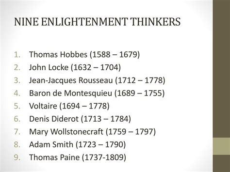 Nine Enlightenment Thinkers Ppt Download