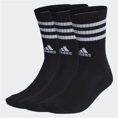 Adidas 3 Stripes Cushioned Crew Socks 3 Pairs Black Adidas Australia