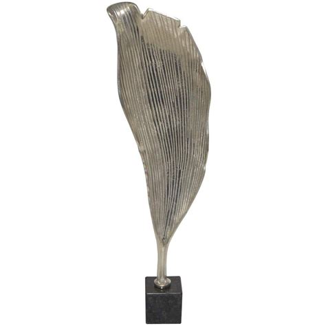 Litton Lane Silver Aluminum Textured Leaf Abstract Sculpture With Black