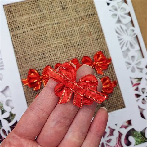 Gold Red Christmas Bows Ribbon Craft Bows - Etsy