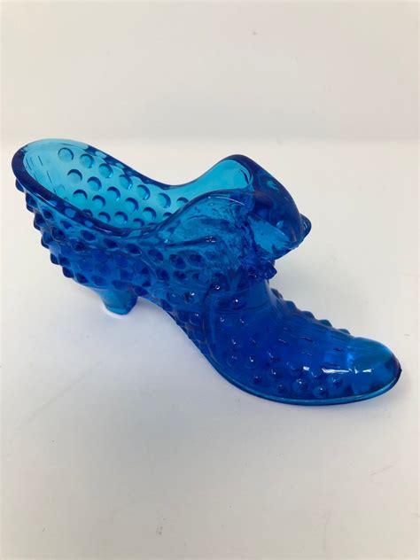 Vintage Blue Glass Slipper Etsy