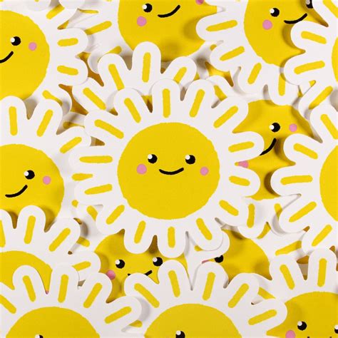 Cute Sun Sticker Vinyl Laptop Sticker Etsy Uk