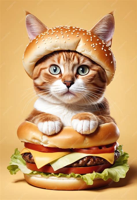 Premium Photo Cute Cat Burger Craving