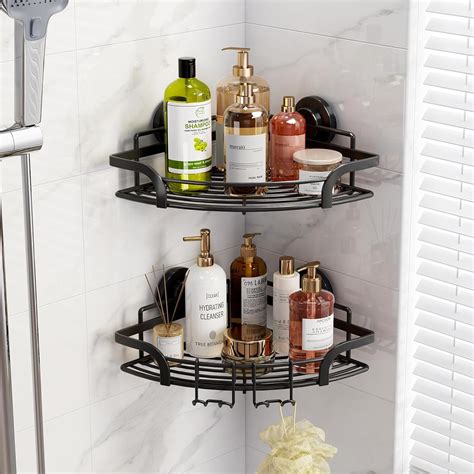 Amazon Leverloc Corner Shower Caddy Suction Cup With Hooks Pack