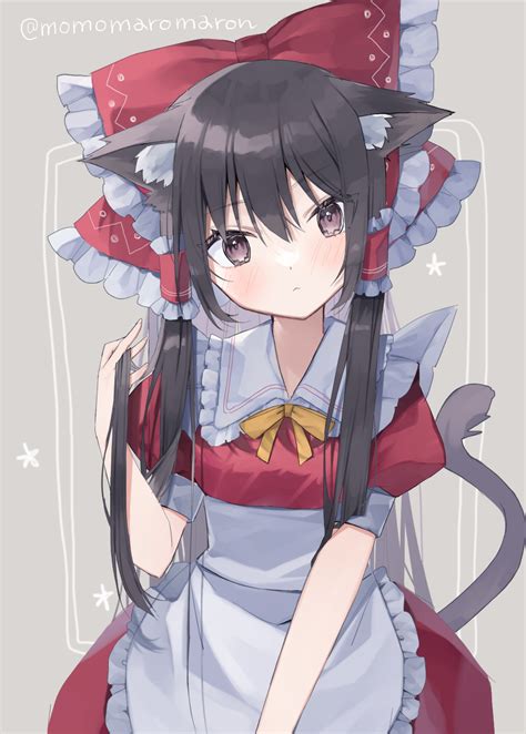 Safebooru 1girl Alternate Costume Animal Ears Apron Black Hair Blush