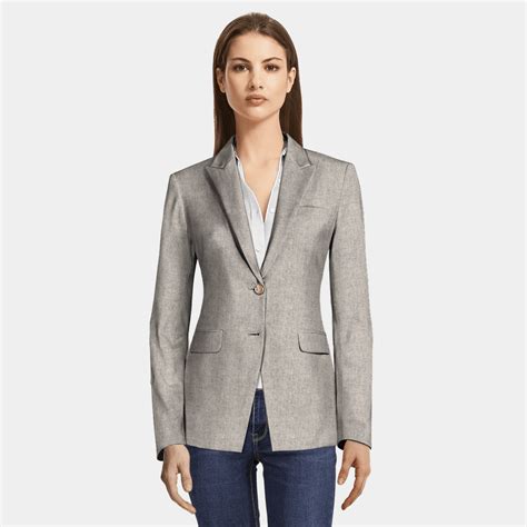 Beige Tweed Jacket With Peak Lapels Sumissura