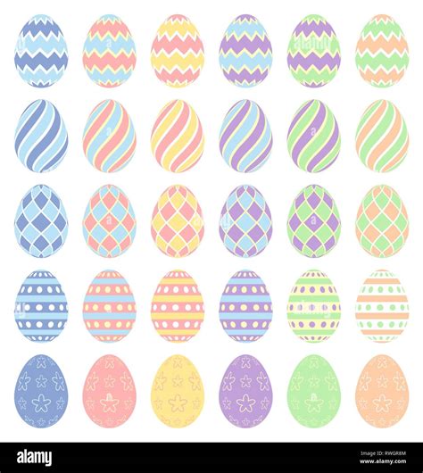 Ilustración vectorial de color pastel de huevos de Pascua sobre un